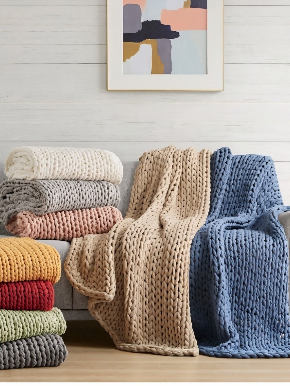Artisan Gray Knit Twin Throw Blanket